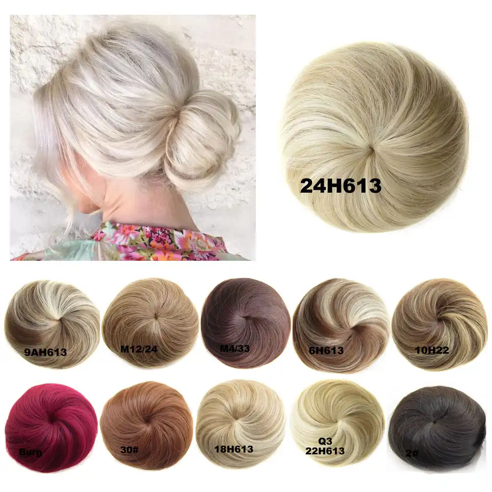 Elegant Women S Synthetic Natural Hair Bun Pad Straight Mix Brown