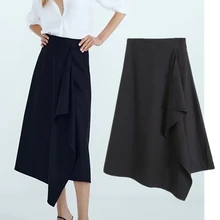

Dave&Di Faldas Mujer Moda 2021 Winter Skirt Women England Fashion Simple Skirts Womens High Street Vintage Cascading Elegant