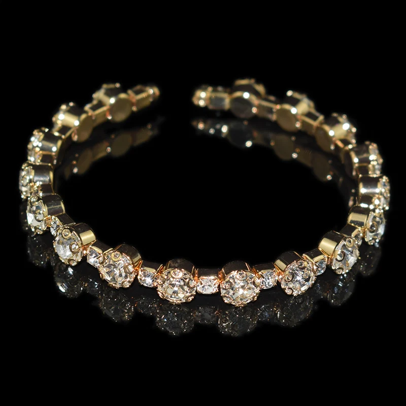 Crystal Bracelets Fashion Gold Plated Silver Plated Crystal Cuff Bracelets & Bangles Rhinestone Charm Bracelets for Women Girls Bridal Jewelry,bangle bracelet,crystal bracelets