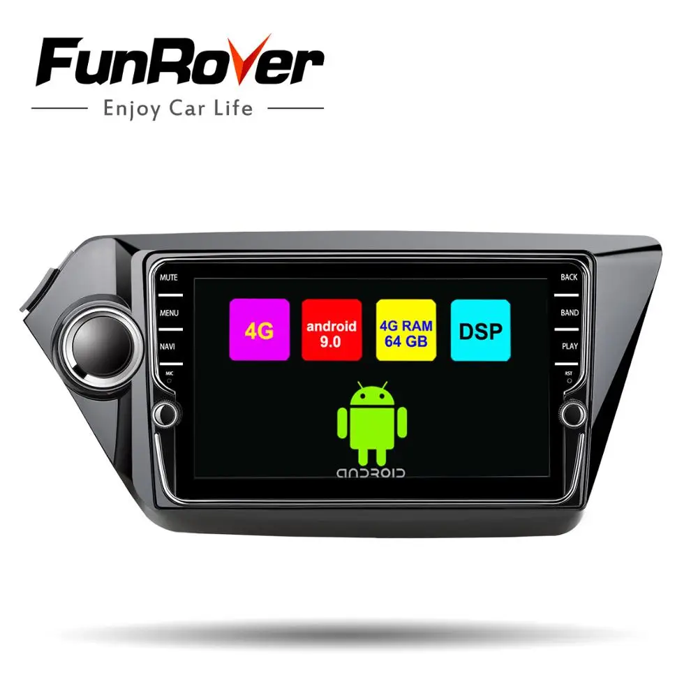 Funrover android 9,0 2 din автомобильный dvd мультимедийный плеер для Kia k2 rio 2011- автомагнитола gps навигация DSP Разделенный экран 4G+ 64G
