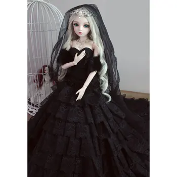 

Black Wedding Dress Clothes Set For 1/3 BJD Dolls Brain-Training Toy For Children Kids Educational Toys Birthday Gift - No Doll