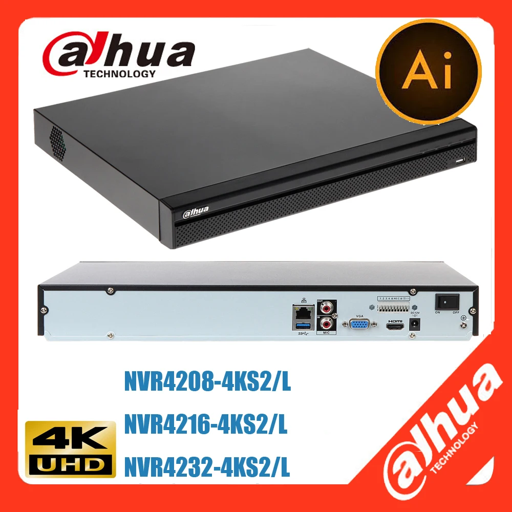 Originale Dahua Mutil Language Dhi-Nvr4232-4Ks2 /L Ai Smart /H.265 H.264 4K 8Mp Nvr Recorder