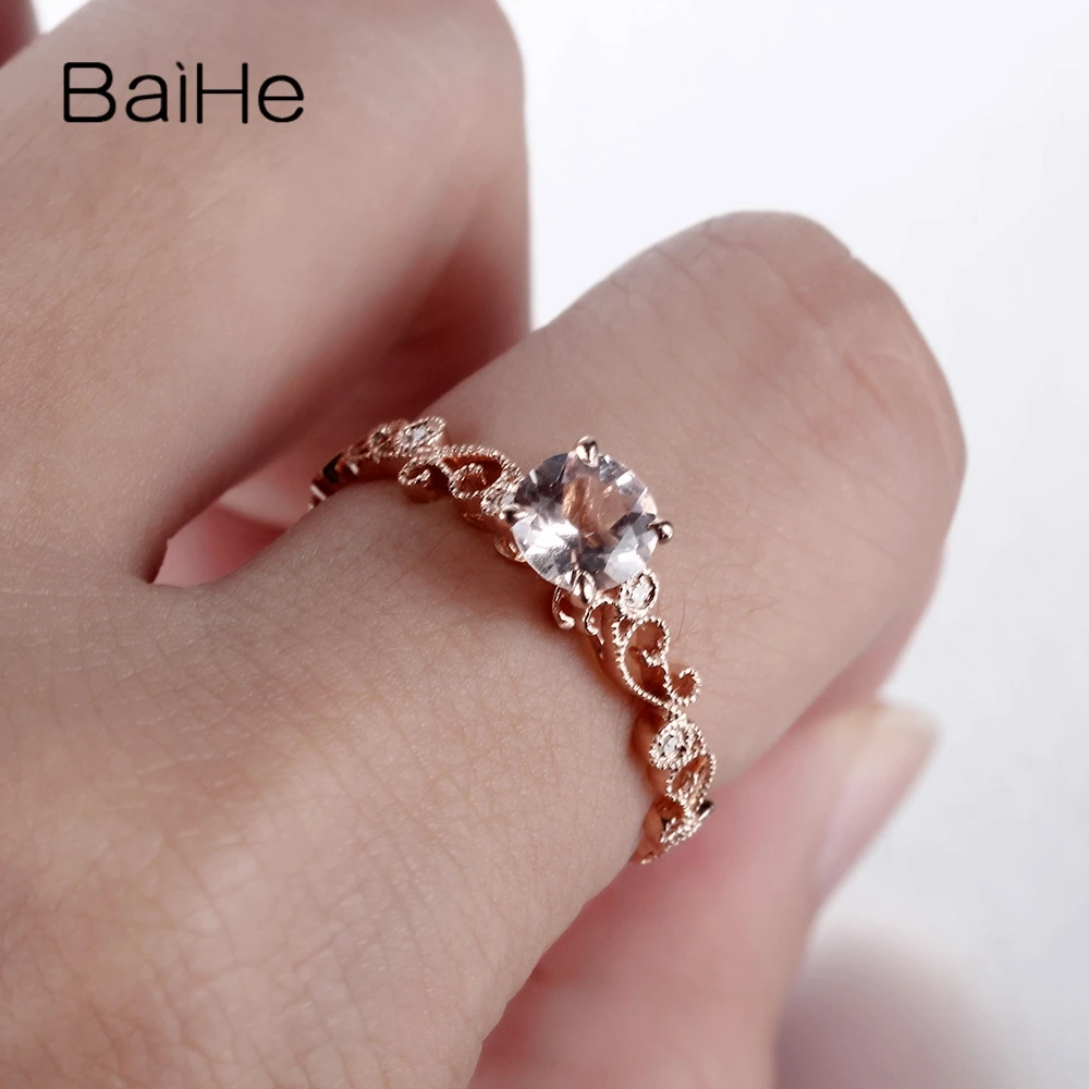 BAIHE Solid 10K розовое золото(AU417) 0.55ct безупречный натуральный морганит свадебные женские модные ювелирные изделия модное кольцо