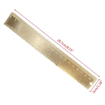 

20cm Brass Wave Straight Ruler Bookmark Cartography Painting Measuring School K1AB