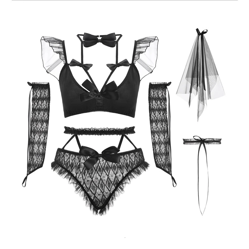 Japanese Sexy Cosplay Lingerie Bride Wedding Dress Lace Erotic Bunny Uniform for Women Temptation Role Play School Girl Costumes