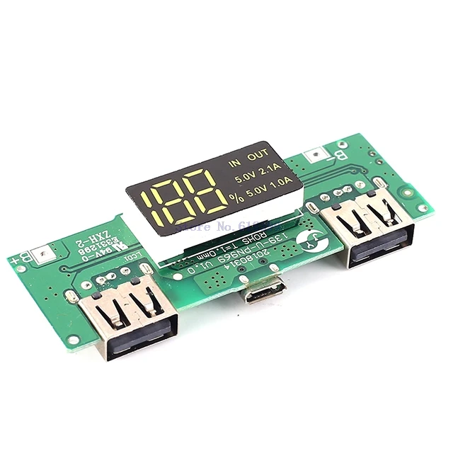 

A7-- Dual USB Mobile Display Power Boost Module 5V 2.1A Charger Step UP Module Charging Circuit LCD Display
