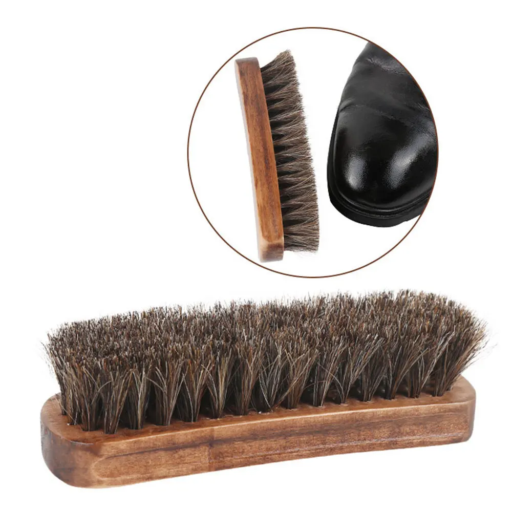 Horsehair Shoe Brush Shine Brushes Scraping Tool With Horse Hair Bristles For Boots Shoes &amp Other Leather Care | Дом и сад