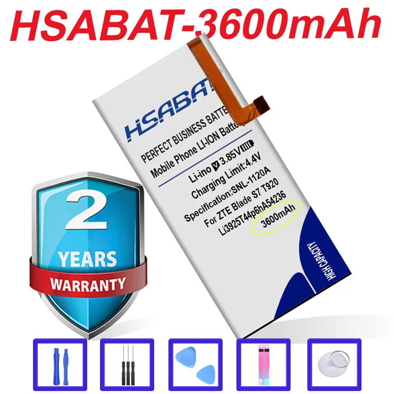 HSABAT топ бренд 100% новый 3600mAh Li3925T44p6hA54236 аккумулятор для ZTE Blade S7 T920 в наличии |