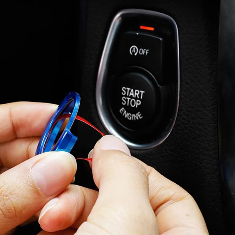 

1pc Car Interior Blue Button Cover Trim For BMW 1/2/3 Series F20 F21 F30 X1 F48