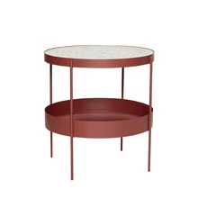 

GY Nordic Minimalism Terrazzo Small Coffee Table Creative Double Red Metal Living Room Sofa round Side Table Corner Table