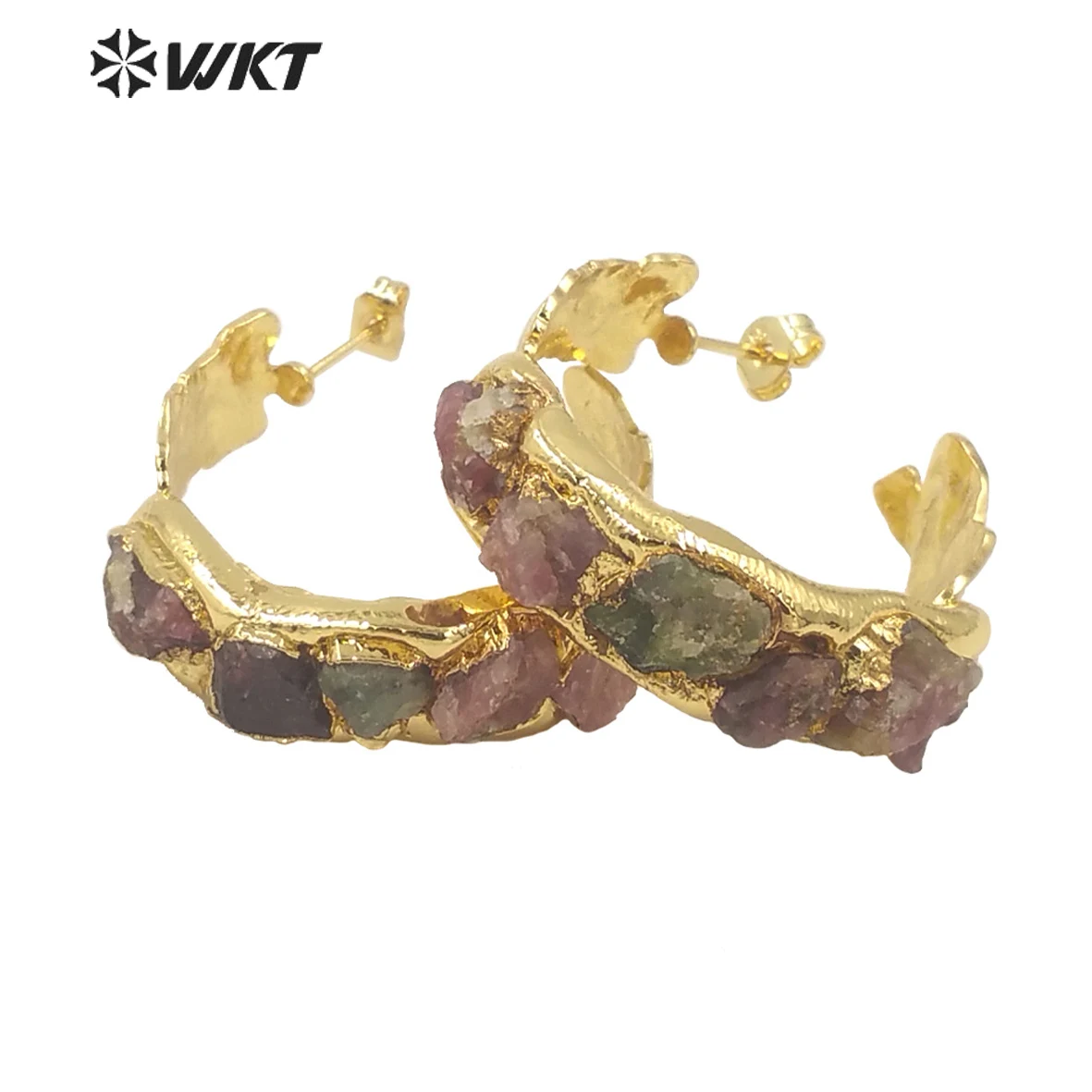 

WT-E661 WKT 2022 Noble Style Design Natural Stone Gemstones Earrings Big Shape Stud Accessor For Dressing Party Jewelry Finding