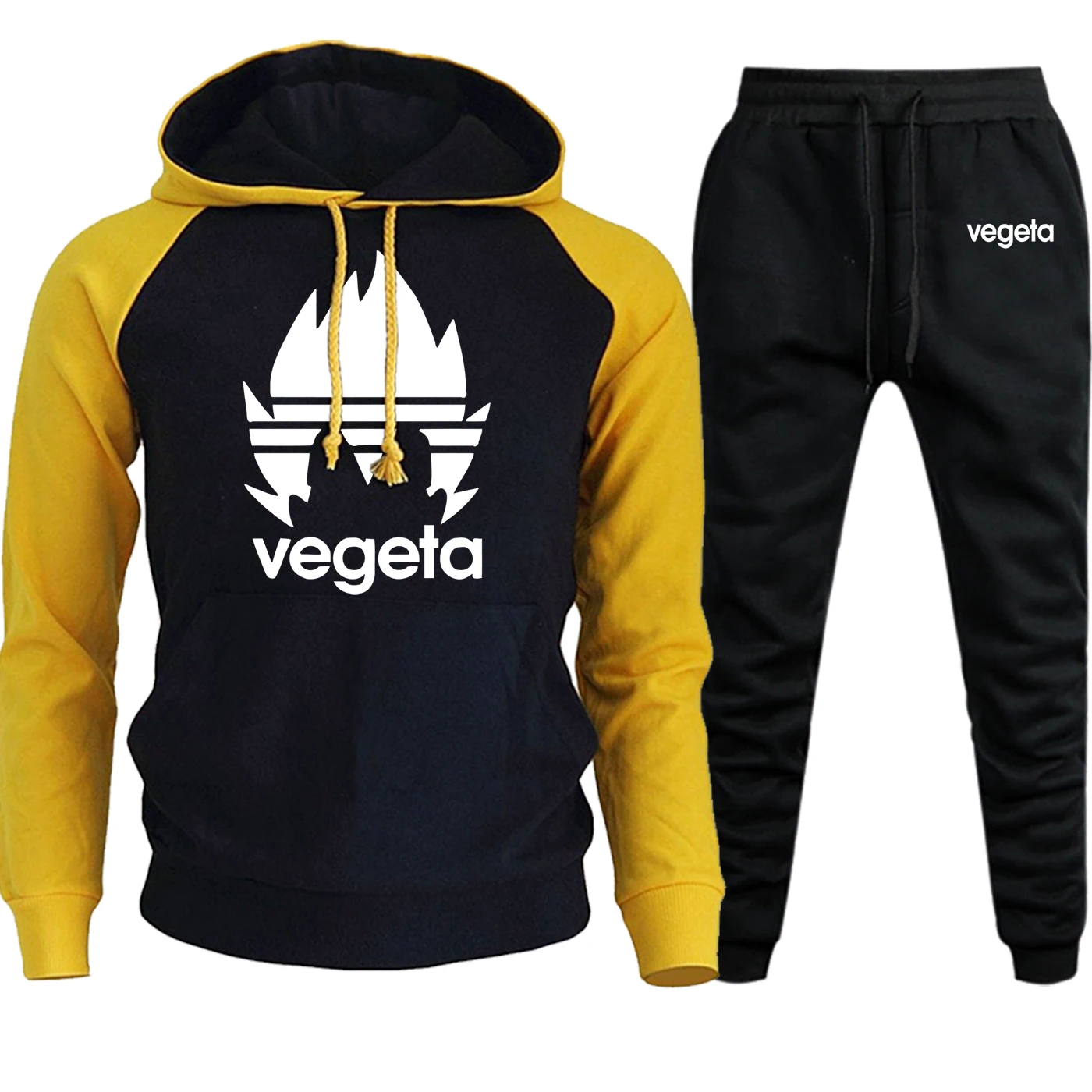 Vegeta Dragon Ball толстовки реглан мужская уличная одежда осень зима костюм мужской мультфильм флис с капюшоном пуловер+ брюки комплект из 2 предметов