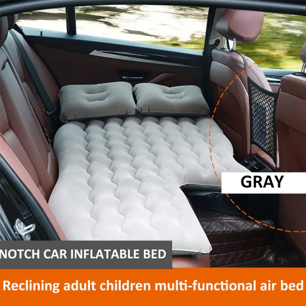 Автомобильный надувной матрас с насосом Портативный надувная кровать для путешествий Кемпинг надувной диван заднее мягкое седло - Название цвета: Gray