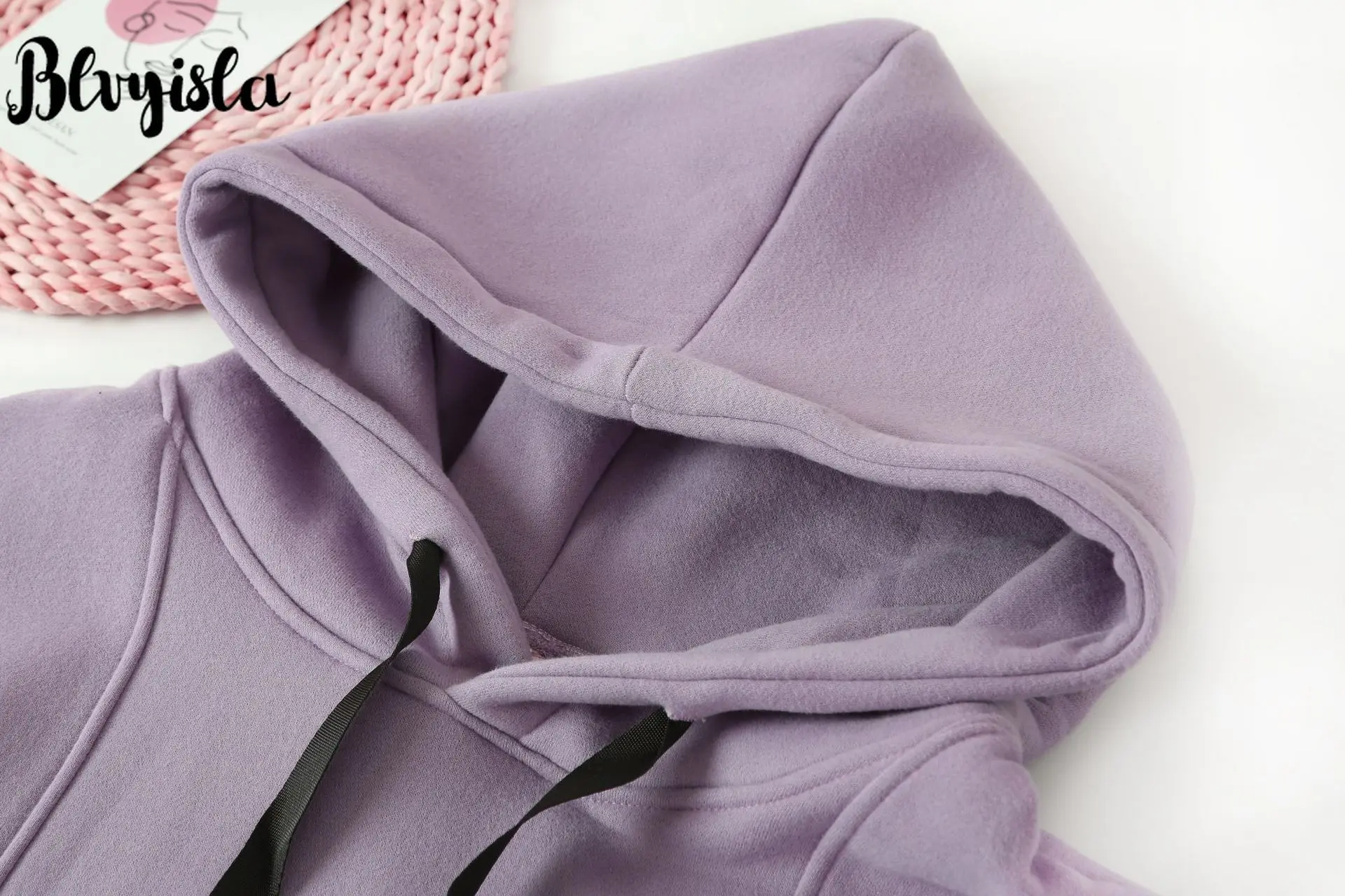 Blvyisla 4XL XXXL размера плюс с длинным рукавом-фонариком фиолетовая толстовка с капюшоном женские длинные толстовки с открытым подолом Топы плотные флисовые Топы