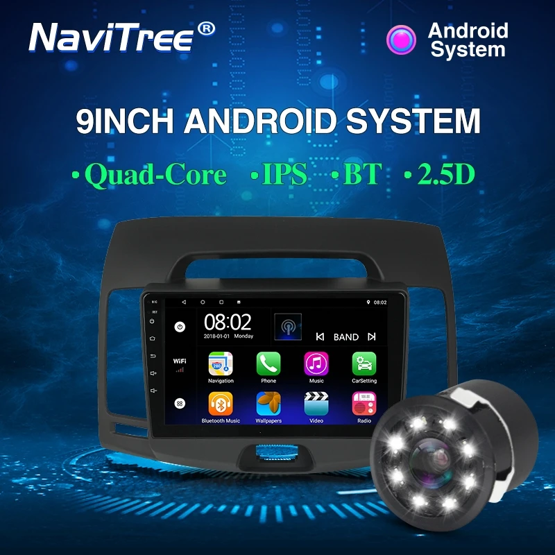 NaviTree 9 дюймов ips 2.5D T3 Android 9,0 автомобильный Радио мультимедиа для hyundai Elantra 2007 2008 2009 2010 2011 поддержка SWC wifi USB - Цвет: DVD camera