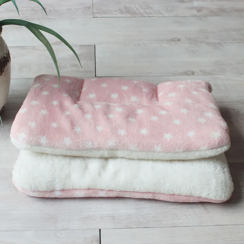 Коврик для кровати для собаки, подушка для питомца, теплое одеяло для щенка, кошки, флисовая спальная кровать для маленьких, средних, больших собак, кошек, коврик для чихуахуа, Cama Perro - Цвет: Pink stars