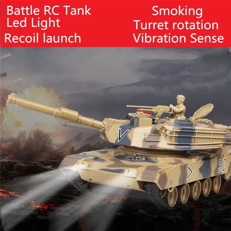 2.4G RC Battle Tank Crawler Remote Control Toys Car Light Effect Launch Model 