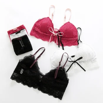 

Sexy Women Lace Push Up Bra Sets Seamless Lace Floral Embroidery Bralette Wireless Breathable Underwear Bra Set