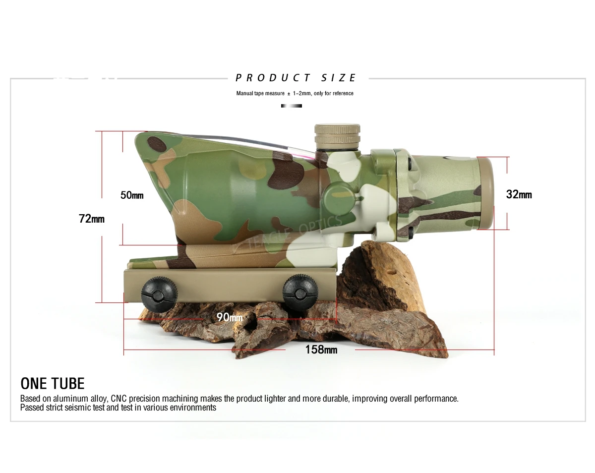 Охотничий Прицел ACOG 4X32 настоящий волоконный оптика красный освещенный точечный элемент шеврон стекло сетка тактический оптический прицел