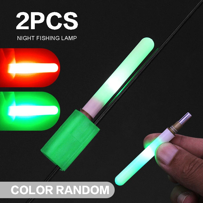 

2pcs Ultra-light Design LED Glowing Night Fishing Light Stick Rod Tip Waterproof Lamp with Clip Fishing Equipments Random Color
