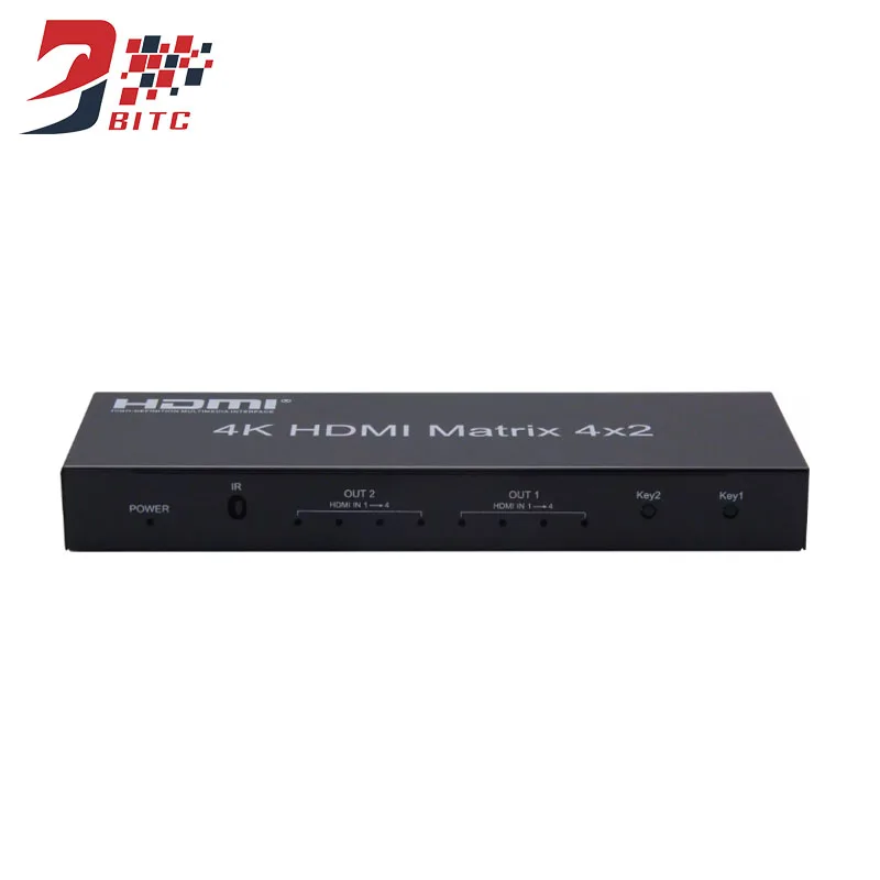 HDMI Matrix 4x2 4 k@ 60Hz HDMI2.0 коммутатор 4 в 2 из разветвитель матрица EDID двойной 3,5 мм разъем аудио экстрактор оптический и стерео