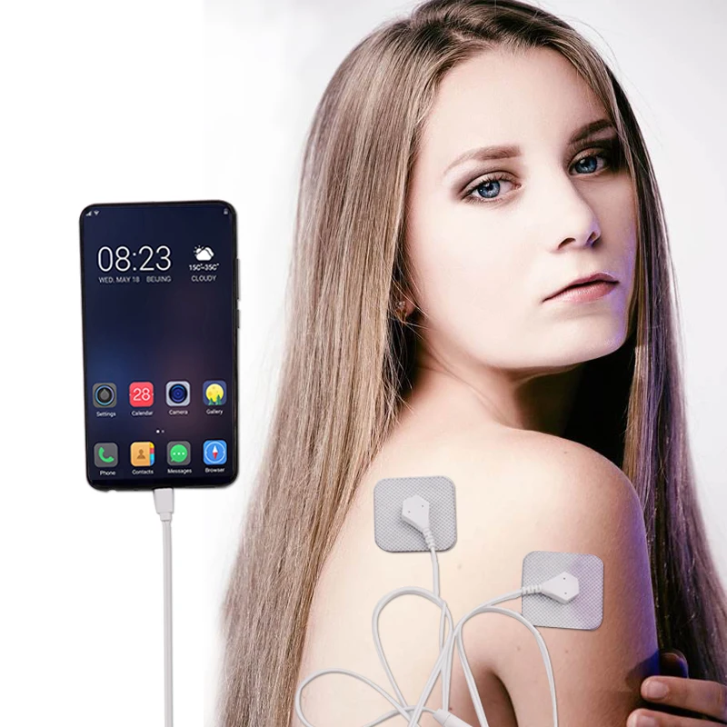 

USB Portable Mini Pulse Body Phone Massager Mobile Phone Control Electrode Massage Tool EMS Relax Muscle Stimulator Therapy
