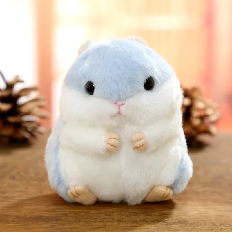 Mini Plush Hamster Keychains Toys Stuffed Hamster Faux Rabbit Fur Pompom Fluffy Trinkets Car Handbag Pendant Key Chian Ring Hold - Цвет: C