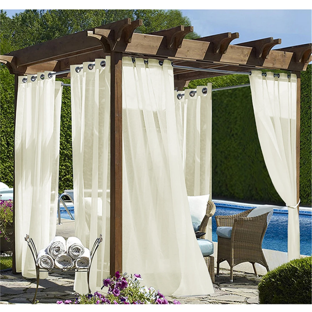 Details about   4Panel Waterproof Curtains Eyelets Outdoor Garden Cordless Patio Voile Home Déco 