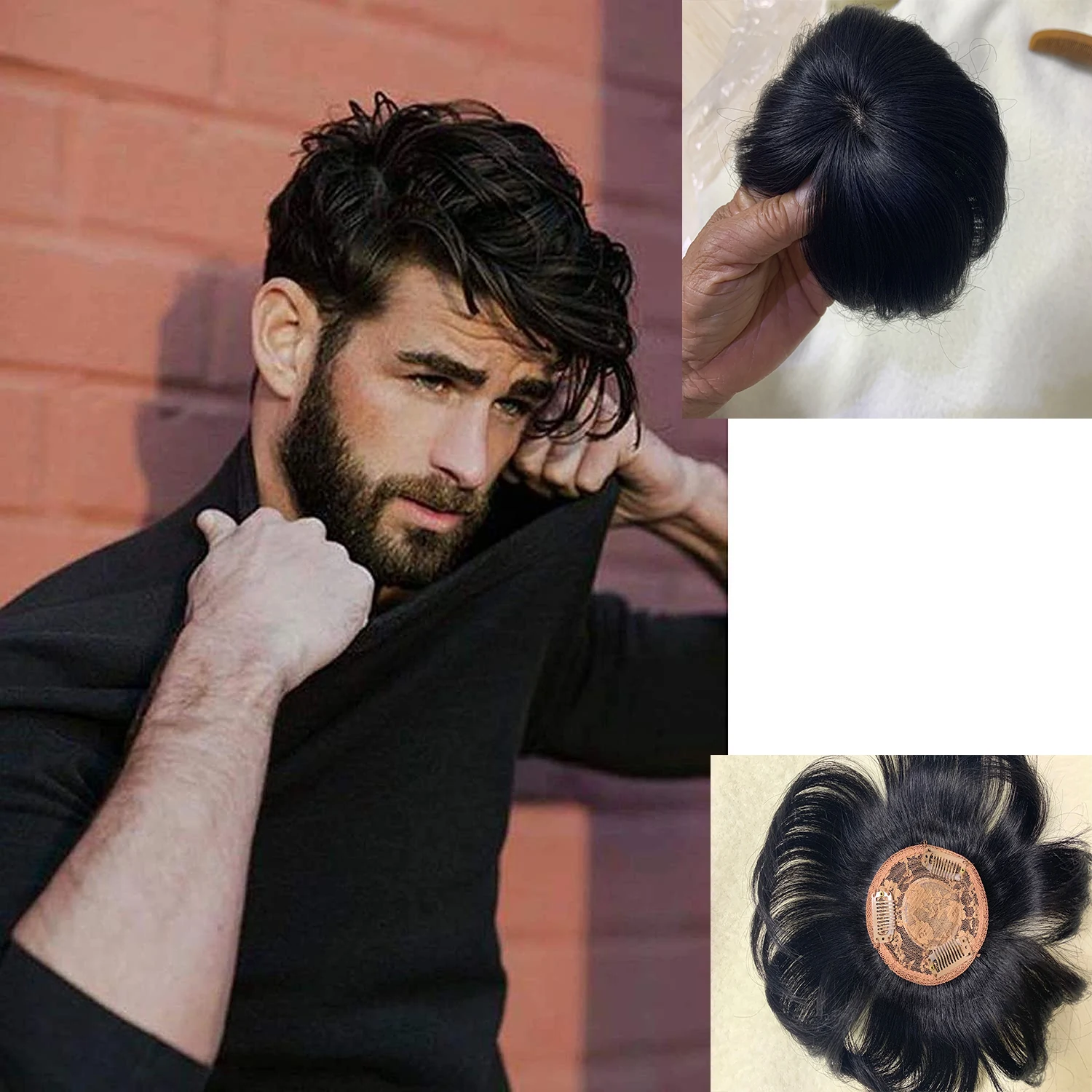 super-soft-thin-skin-replacement-black-color-men-hair-pieces-preplucked-for-man-fashion-toupee-human-remy-9x9-silk-top-weft-base