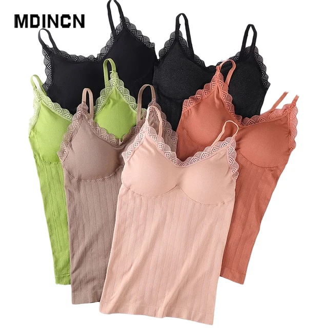 2021 New Summer Sexy All-match Long Women's Lace Tank Tops Bottoming Camis Top Underwear Sleeveless Padded Camisole Femme 1