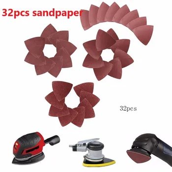

32Pcs 60/80/120/240 Triangular Grit Sanding Sheet Discs Grinder Sandpaper Pad 80mm Sand Sheets Hook and Loop Sanding Disc Polish