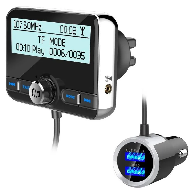 

1FM Transmitter Bluetooth U Disk TF DAB receiver Wireless Handsfree Car Kit With LCD Display Supports DAB QC3.0&1A USB Cargador