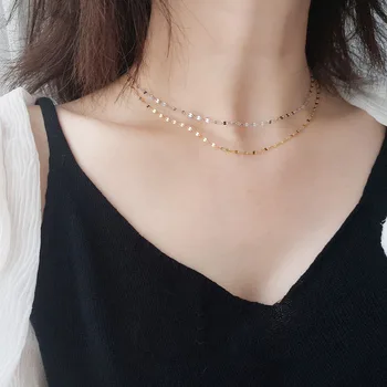 

Morivovog 925 Sterling Silver Basis Ripple Chain Choker for Women Chic Thin Short Clavicle Necklace 925 Simple Jewelry Wholesale