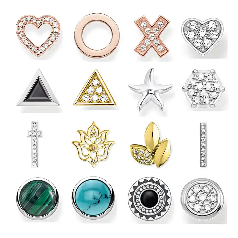 Серьги-гвоздики крест сердце Морская звезда Клевер Лотос круглые прямые линии геометрические женские 925 стерлингового серебра Томас стиль ...