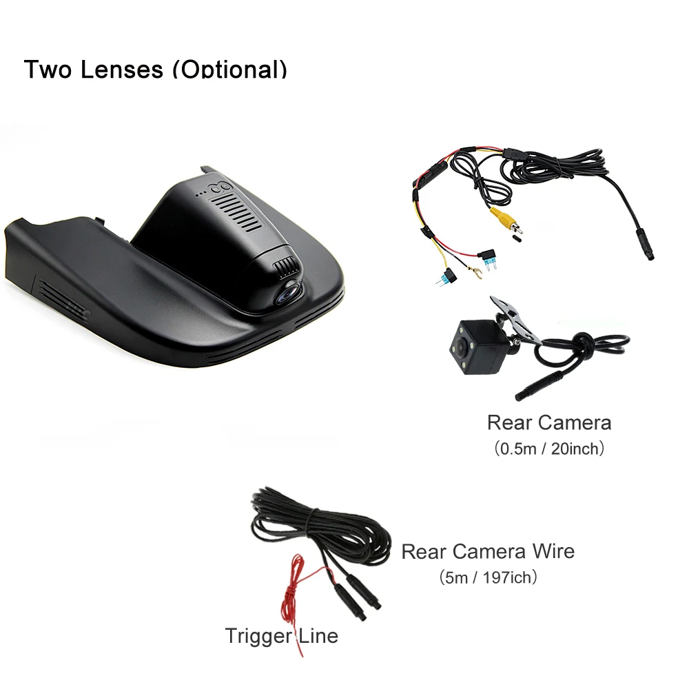Black Double Camera Автомобильный регистратор DVR видеорегистратор камера Wifi цифровой видеорегистратор для Alfa Romeo Stelvio Giulia 949 952 - Название цвета: Black Double Camera