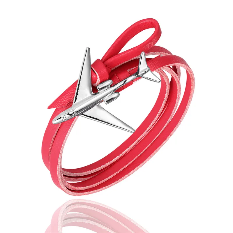 Silver Red MKENDN модный многослойный амулет кожаный браслет с якорем для мужчин и женщин в морском стиле с металлическими спортивными крючками - Окраска металла: Silver Red