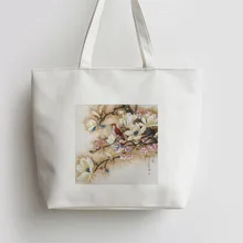 Магнолия красная птица Холст сумка хозяйственная сумка с изображением мультипликационных героев плечо многоразовый шоппер продуктовый мешок AN401