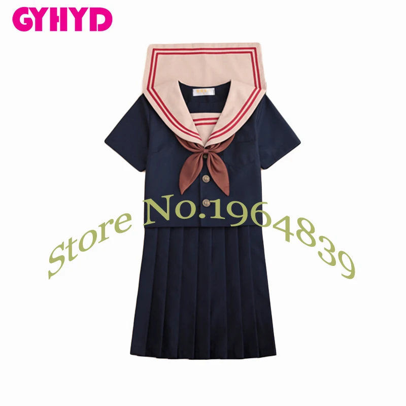 Short Set A Хаки воротник ортодоксальной формы костюм колледжа школьницы Jk школьная форма юбка темно-синяя плиссированная юбка моряки Одежда для девочек - Цвет: Short Set A