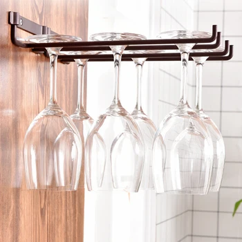 

Creative Wine Glass Rack 2 Rows Hanging Upside Down Stemware Hanger Holder Storage Shelf for Kitchen Living