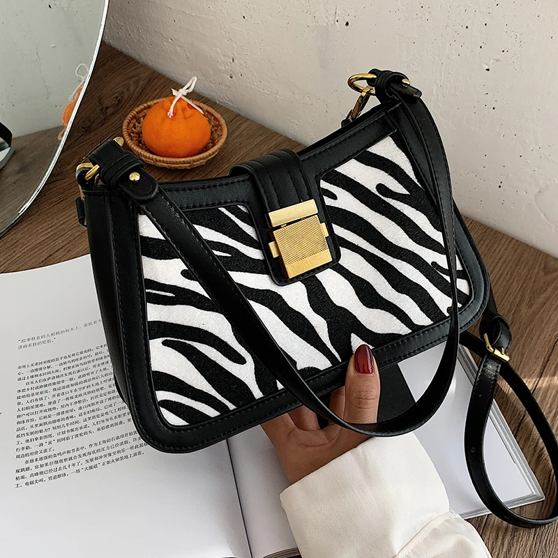 

Zebra Pattern Crossbody Bags For Women Small Square Women Shoulder Bag Luxury PU Leather Women's Handbags Underarm Women's Bag