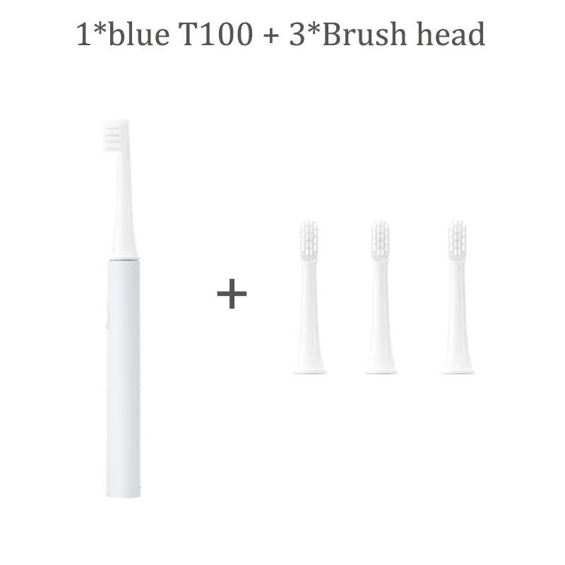 Blue add 3head Новая электрическая зубная щетка Xiao mi jia T100 mi Smart 46 г, 2 скорости, звуковая зубная щетка, отбеливание, уход за полостью рта, зубная нить - Цвет: Blue add 3head