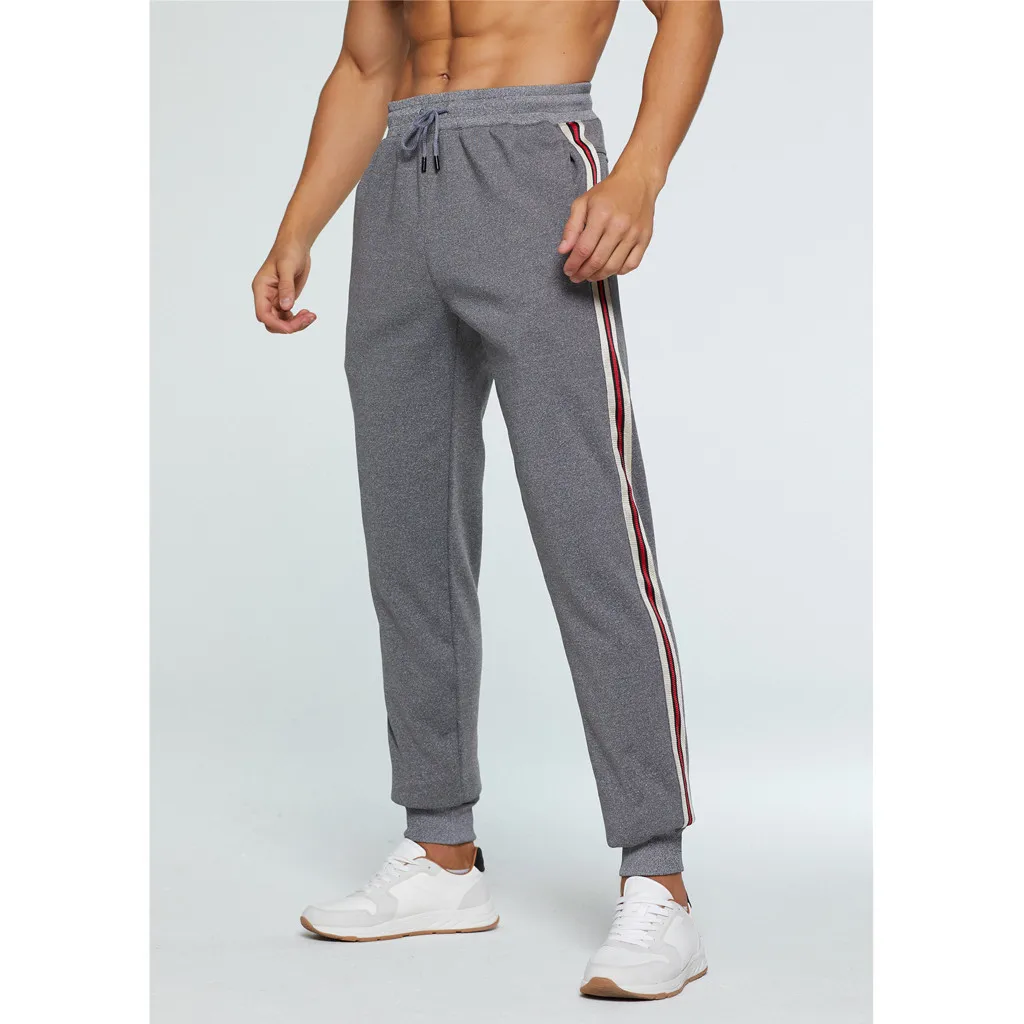 

Chamsgend Men's Sports Pencil Pants Winter Casual Trousers Contrast Color Vertical Striped Velvet Fashion Pantalones De Hombre