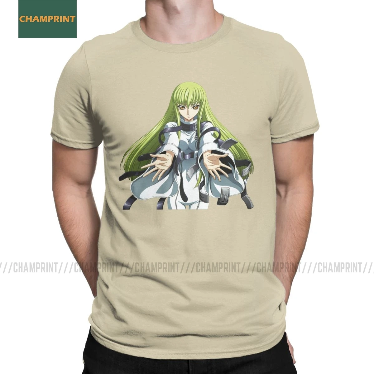 

Unique CC Code Geass T-Shirts Men Cotton T Shirts Anime Britannia Manga Lamperouge CC Akito Exiled Pizza Dew Short Sleeve Tee