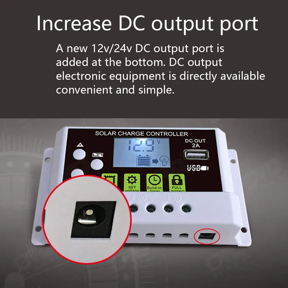 10A за максимальной точкой мощности, Солнечный контроллер заряда 2.0A USB 12V Солнечный Зарядное устройство регулятор управления установкой на солнечной батарее Экран с Подсветка