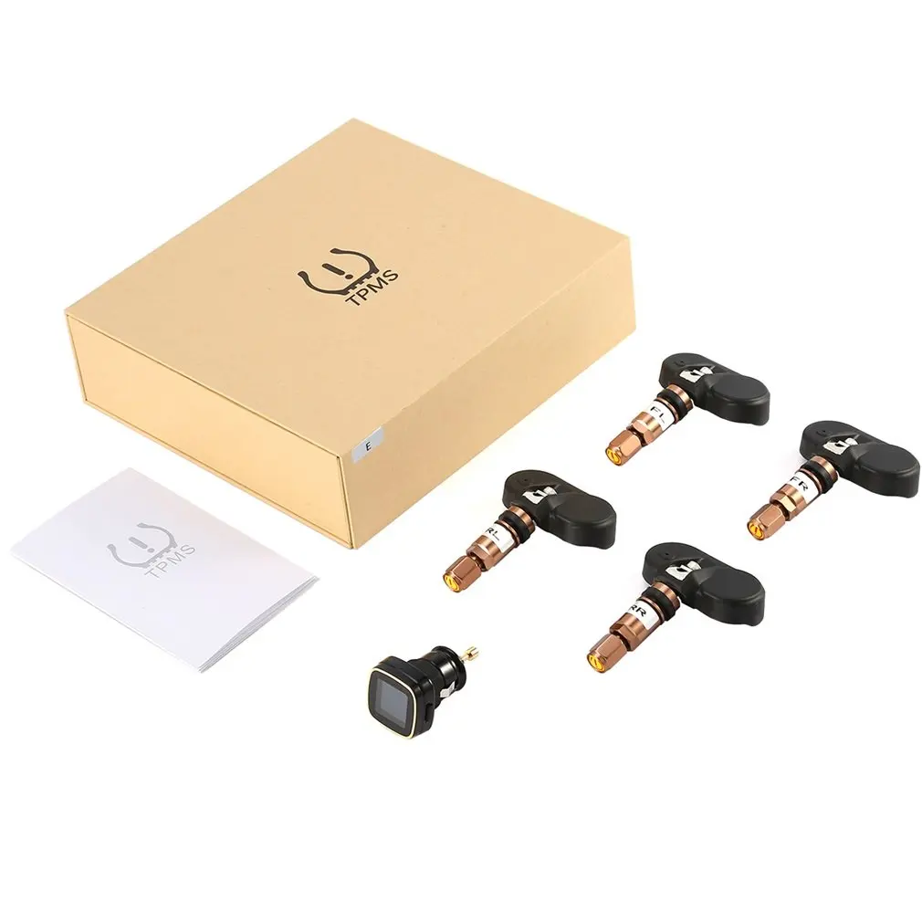 

New Universal TPMS Tyre Pressure Monitoring System Real-time Cigarette Lighter with 4 External Sensors LCD Digital Display