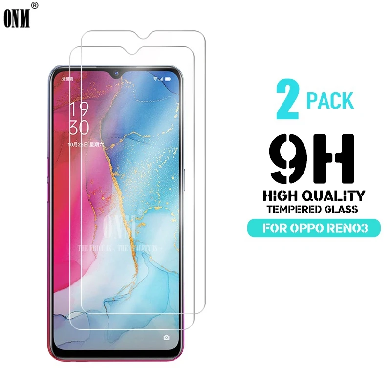 2 шт. закаленное стекло для OPPO Reno 3 Защита экрана 2.5D 9H Премиум Закаленное Защитная