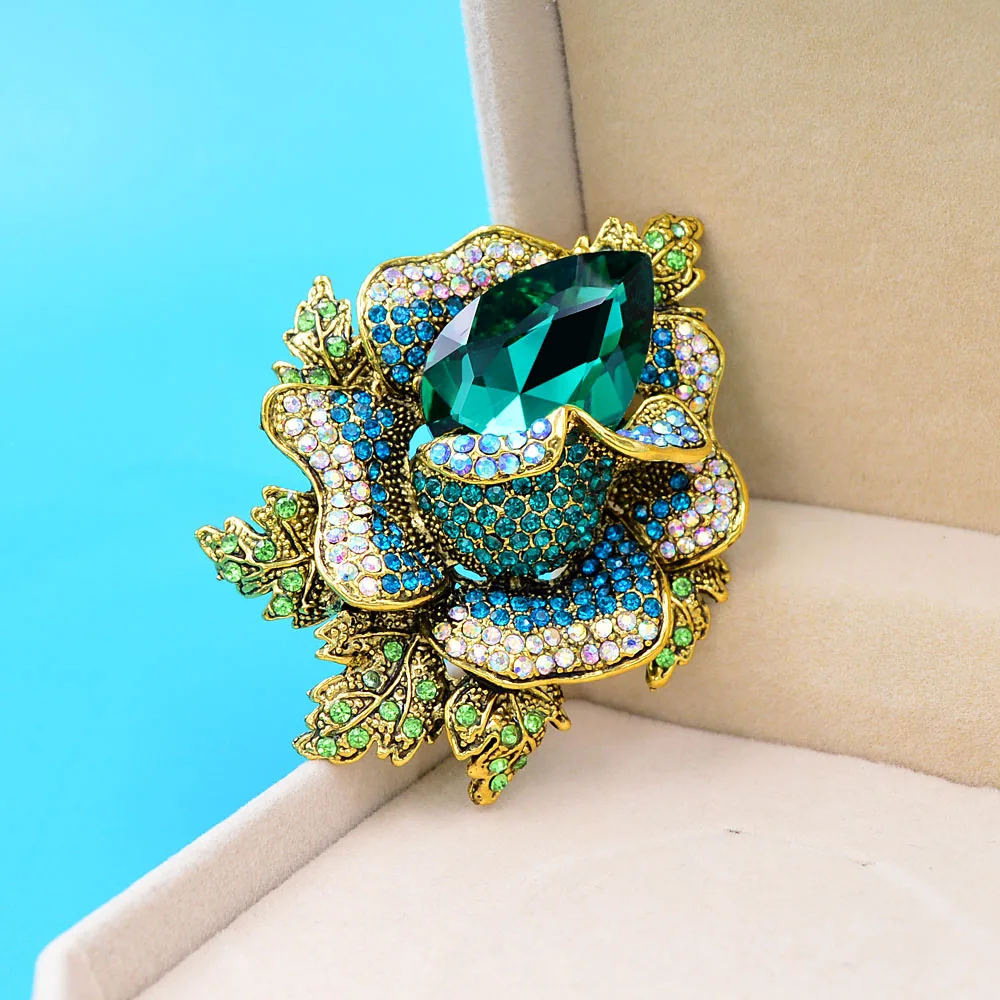 Flower Brooches for Women Vintage Animal Jewelry Corsage Green Party  Diamond Alloy Pin Brooch Brooches for Women Fashion Large