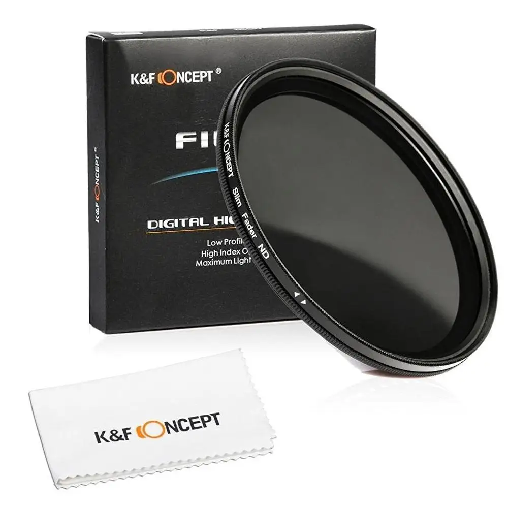 

K&F CONCEPT Slim ND2-400 Camera Lens Filter Adjustable Fader Variable 37 49 52 55 58 62 67 72 82mm For Canon Nikon Sony Camera