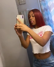 Recto Borgoña Bob corto parte de encaje pelucas de cabello humano 99J 13X2 T malla con división pelucas brasileñas 180% de densidad pelucas de encaje para las mujeres
