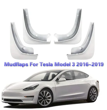 

BAFIRE 4Pcs/Set Car Mud Flaps Front Rear Mudguard Splash Guards Fender Mudflaps For Tesla Model 3 2016~2019 Black Blue White